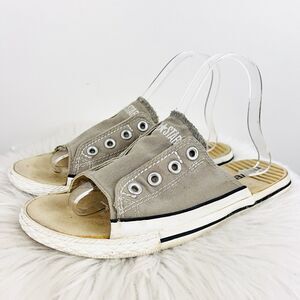 Converse Chuck Taylor All Star Grey Cut Away Slip On Slide Sandals ~ Size 8.5